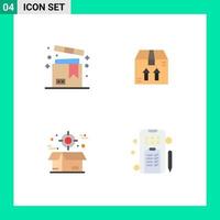 Pack of 4 Modern Flat Icons Signs and Symbols for Web Print Media such as box boxes shopping ecommerce delivery Editable Vector Design Elements