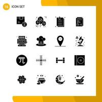 16 Creative Icons Modern Signs and Symbols of slot machine report attachment layout website Editable Vector Design Elements