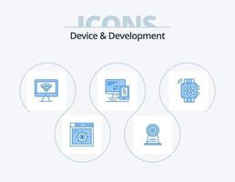 Device And Development Blue Icon Pack 5 Icon Design. hand watch. cell. computer. mobile. computer vector