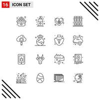 Stock Vector Icon Pack of 16 Line Signs and Symbols for chemical search heart computing library Editable Vector Design Elements