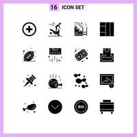 16 User Interface Solid Glyph Pack of modern Signs and Symbols of air ball progress american grid Editable Vector Design Elements