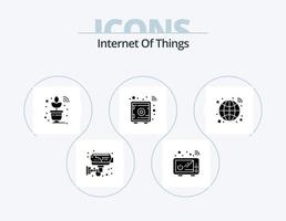 Internet Of Things Glyph Icon Pack 5 Icon Design. globe. locker. microwave. business tools. wifi vector