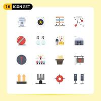 Modern Set of 16 Flat Colors Pictograph of ball fall data event cherries Editable Pack of Creative Vector Design Elements