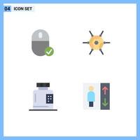 Pictogram Set of 4 Simple Flat Icons of computers disease gadget network form Editable Vector Design Elements