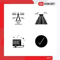 Modern Set of 4 Solid Glyphs Pictograph of calipers camp measure american spring Editable Vector Design Elements