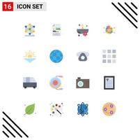 16 User Interface Flat Color Pack of modern Signs and Symbols of morning sun candle percentage chart Editable Pack of Creative Vector Design Elements