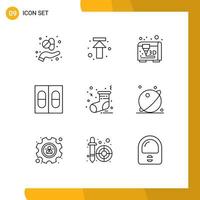 Set of 9 Modern UI Icons Symbols Signs for orbit socks modeling sock medical Editable Vector Design Elements