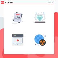 Group of 4 Modern Flat Icons Set for card film mubarak premium movie Editable Vector Design Elements