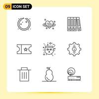 9 Universal Outline Signs Symbols of help contact folder scary cauldron Editable Vector Design Elements