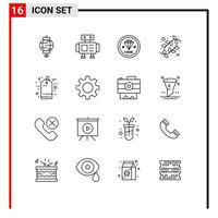 Universal Icon Symbols Group of 16 Modern Outlines of discount nature coding easter buds Editable Vector Design Elements