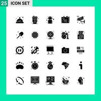 Set of 25 Commercial Solid Glyphs pack for internet of things love customer couple proposal love letter Editable Vector Design Elements