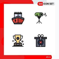 Set of 4 Vector Filledline Flat Colors on Grid for sail award vehicles photographic prize Editable Vector Design Elements