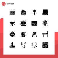 16 Universal Solid Glyphs Set for Web and Mobile Applications gadget devices celebration connected romantic Editable Vector Design Elements