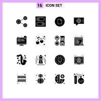 Pictogram Set of 16 Simple Solid Glyphs of medical app service document technical chat Editable Vector Design Elements