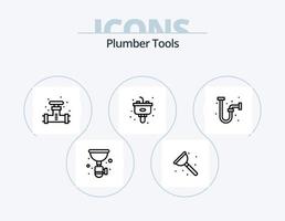 Plumber Line Icon Pack 5 Icon Design. machine. water. mechanical. purification. filter vector