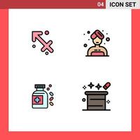 Pictogram Set of 4 Simple Filledline Flat Colors of astrology tablet greece sauna magic hat Editable Vector Design Elements