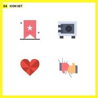 Universal Icon Symbols Group of 4 Modern Flat Icons of book heart tag money like Editable Vector Design Elements