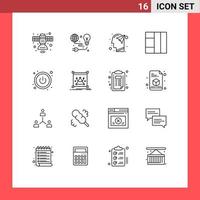 Set of 16 Vector Outlines on Grid for power grid earth paper imagination Editable Vector Design Elements