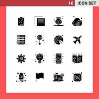 User Interface Pack of 16 Basic Solid Glyphs of seo cloud user business scent Editable Vector Design Elements