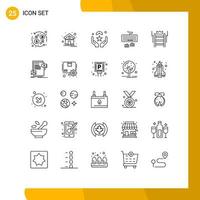 Set of 25 Modern UI Icons Symbols Signs for ladder type pray interface islam Editable Vector Design Elements