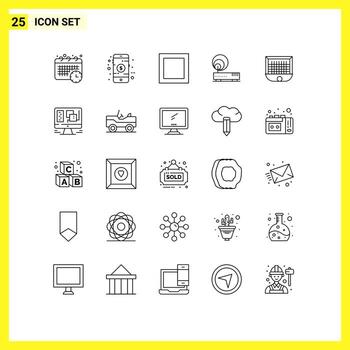 Universal Icon Symbols Group of 25 Modern Lines of net gate layout ball internet Editable Vector Design Elements