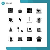 conjunto de dieciséis moderno ui íconos símbolos señales para bicicleta programación lanzamiento desarrollo codificación editable vector diseño elementos
