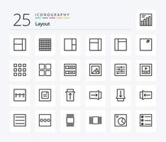 Layout 25 Line icon pack including options. control. thumbnails. photo. image vector