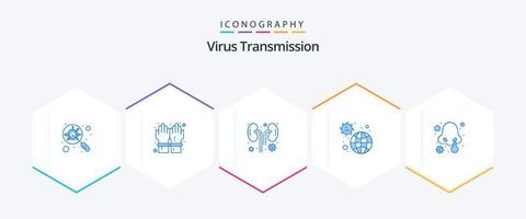 virus transmisión 25 azul icono paquete incluso enfermedad. pandemia. enfermedad. infección. enfermedad vector