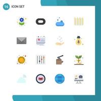 Modern Set of 16 Flat Colors Pictograph of user interface shopping heating hot Editable Pack of Creative Vector Design Elements