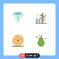 Pack of 4 creative Flat Icons of business food jewelry plant pizza Editable Vector Design Elements