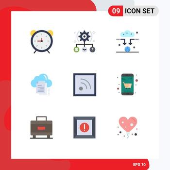 9 Universal Flat Colors Set for Web and Mobile Applications cloud files setting data signal Editable Vector Design Elements