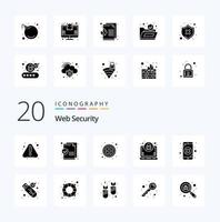 20 Web Security Solid Glyph icon Pack like loss data banned mobile data laptop vector