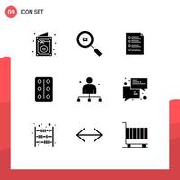 Pictogram Set of 9 Simple Solid Glyphs of remedy testing search task list Editable Vector Design Elements