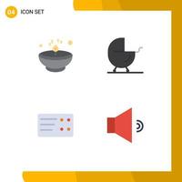 Modern Set of 4 Flat Icons Pictograph of bright ticket lamp buggy sound Editable Vector Design Elements