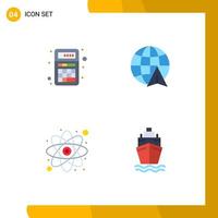 Group of 4 Modern Flat Icons Set for add education calculator globe study Editable Vector Design Elements