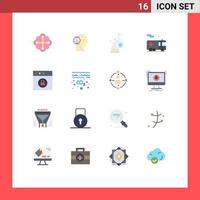 Set of 16 Modern UI Icons Symbols Signs for app security beaker fire scientific Editable Pack of Creative Vector Design Elements