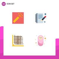 Set of 4 Modern UI Icons Symbols Signs for photo edit retouch write grid Editable Vector Design Elements