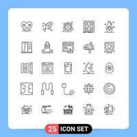 Stock Vector Icon Pack of 25 Line Signs and Symbols for matrix infrastructure health data time Editable Vector Design Elements