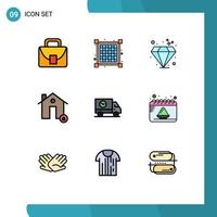 Set of 9 Modern UI Icons Symbols Signs for shipping buy gem real house Editable Vector Design Elements