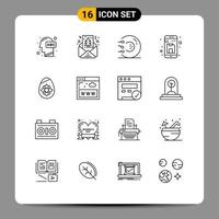 Modern Set of 16 Outlines and symbols such as storage document shapes back health Editable Vector Design Elements