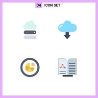 4 Universal Flat Icon Signs Symbols of big chart storage down pie Editable Vector Design Elements