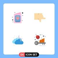 Group of 4 Modern Flat Icons Set for card cloud invitation down moon Editable Vector Design Elements