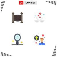 Set of 4 Modern UI Icons Symbols Signs for fences interior yard duck personal up gradation Editable Vector Design Elements