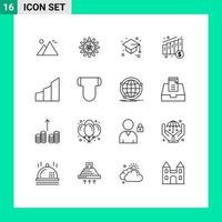 Universal Icon Symbols Group of 16 Modern Outlines of architecture money lab chart study Editable Vector Design Elements