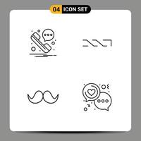 Modern Set of 4 Filledline Flat Colors Pictograph of message movember nxt crypto currency men Editable Vector Design Elements