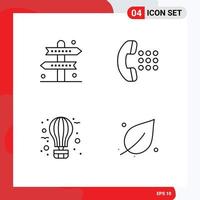 4 Universal Line Signs Symbols of activities air game call flying Editable Vector Design Elements