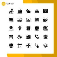 25 Universal Solid Glyphs Set for Web and Mobile Applications cabinet empty in document box Editable Vector Design Elements