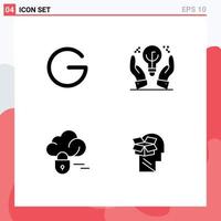 Modern Set of 4 Solid Glyphs and symbols such as gulden lock crypto currency idea box Editable Vector Design Elements