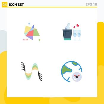 Modern Set of 4 Flat Icons and symbols such as abstract frequency motion glass pitch Editable Vector Design Elements