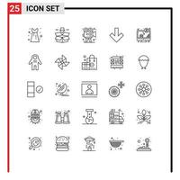 Line Pack of 25 Universal Symbols of money computer camera back arrow Editable Vector Design Elements